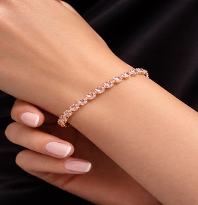 Elegant Pink Stone Tennis Bracelet – Minimal Luxury Wristwear for Every Occasion