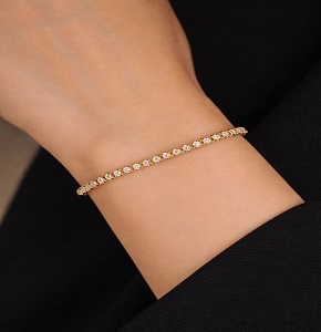 Classic Gold-Tone Diamond Look Tennis Bracelet – Elegant Everyday Luxury