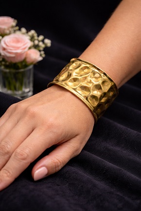 Premium Hammered Gold-Finish Brass Kada | Luxury Statement Cuff Bracelet