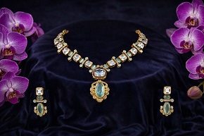 Monalisa Polki Moissanite Necklace Set with Beautiful Monalisa Earrings